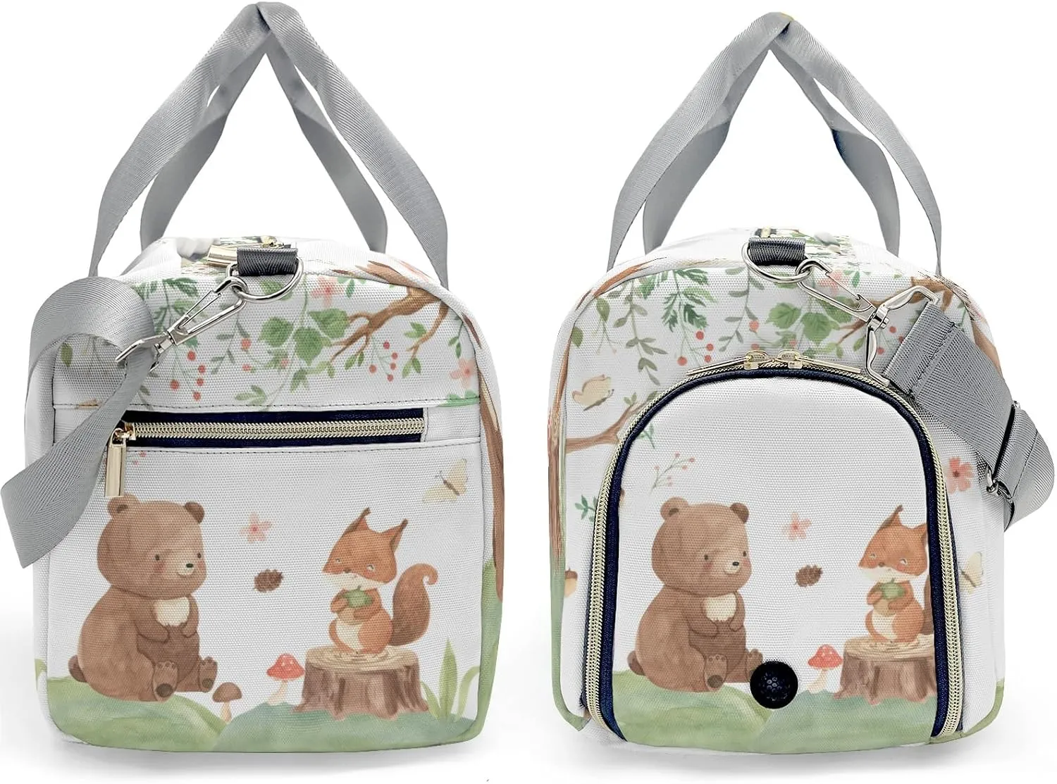 Custom Duffel Bag Woodland Friends Bear Squirrel Compact and Convenient: Fitness Bags for the Modern Traveler