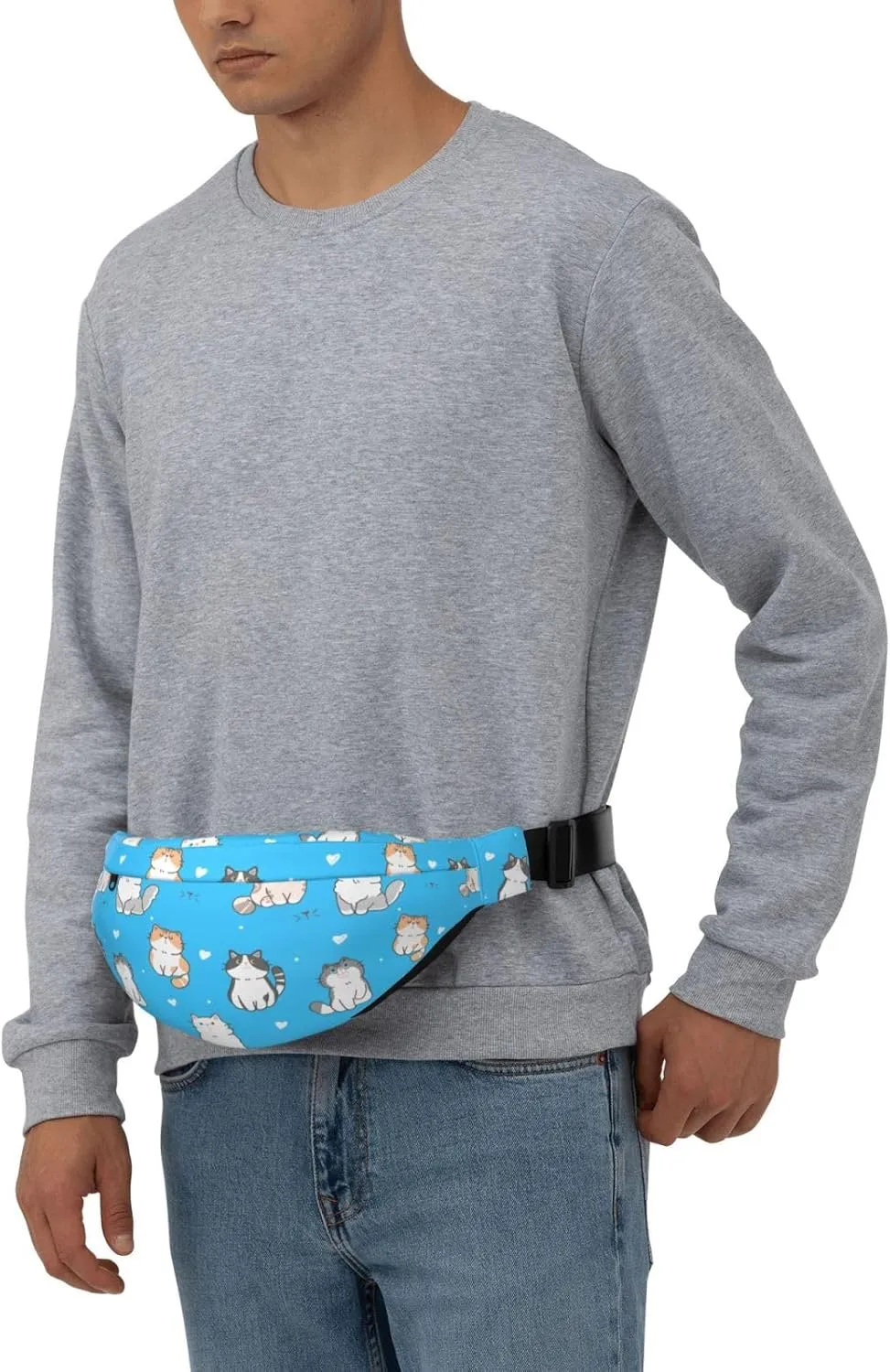 Cute Cat Waist Bag Gifts Men Fanny Pack Adjustable Strap And Headphone Jack Hip Bum Bag