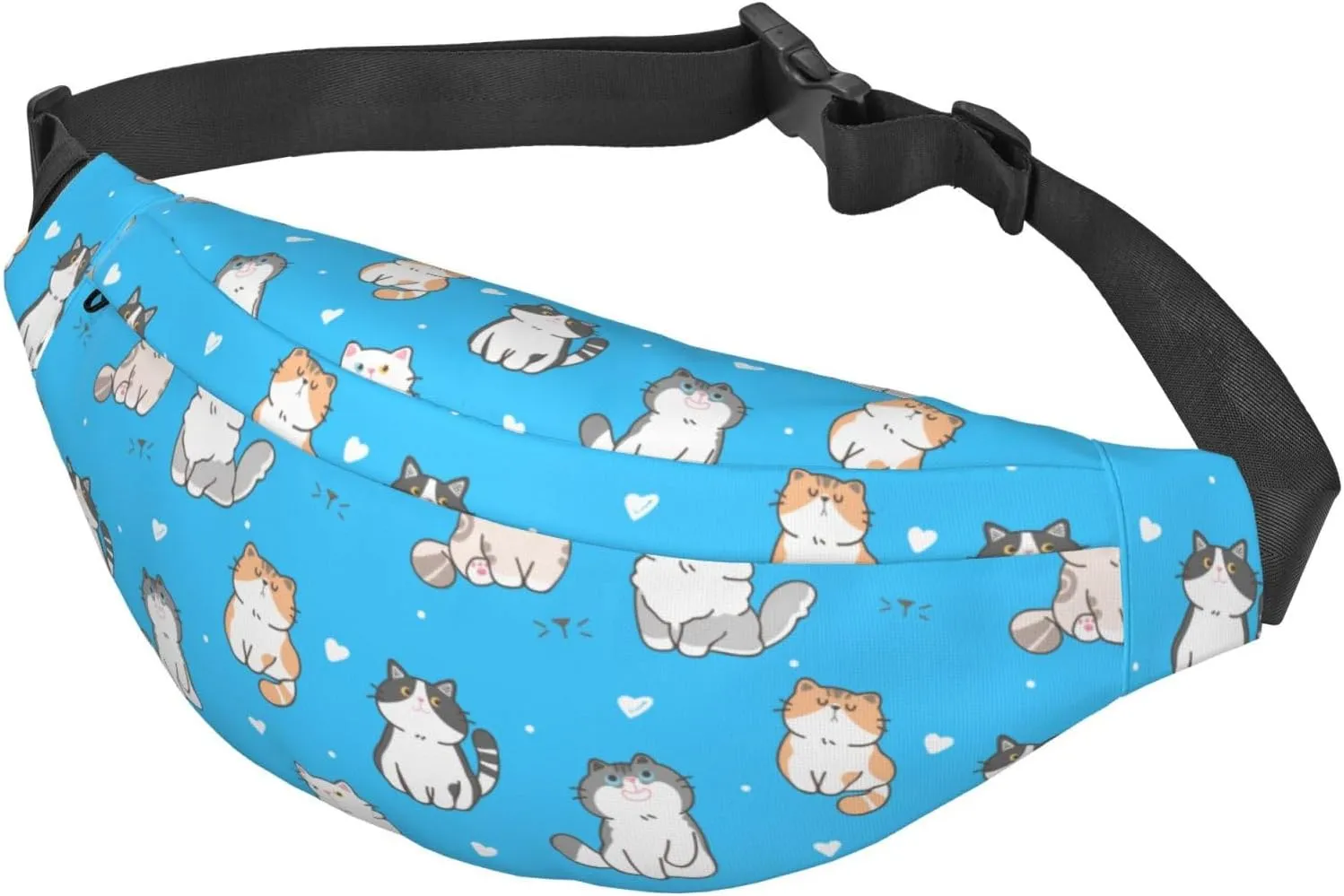 Cute Cat Waist Bag Gifts Men Fanny Pack Adjustable Strap And Headphone Jack Hip Bum Bag