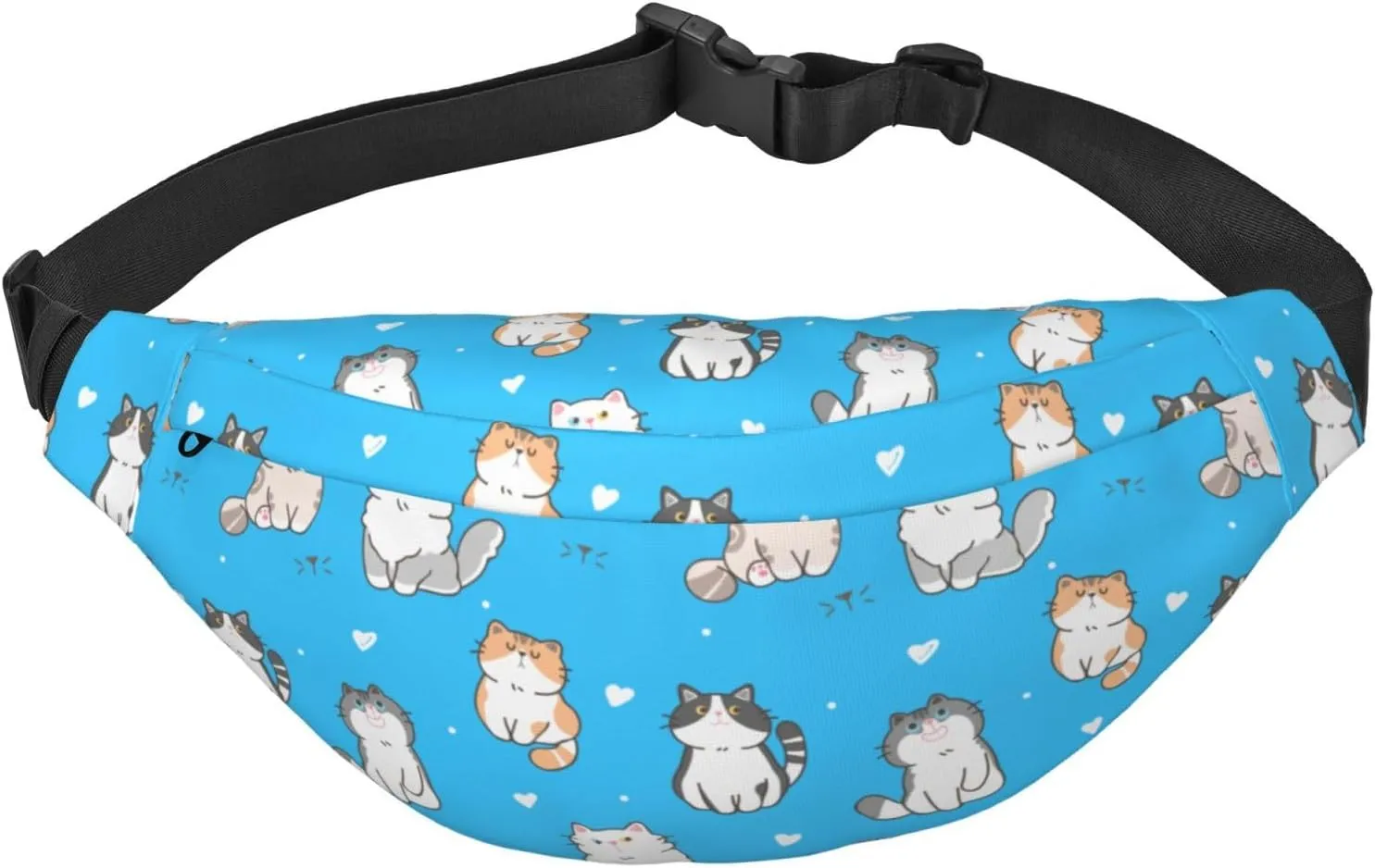 Cute Cat Waist Bag Gifts Men Fanny Pack Adjustable Strap And Headphone Jack Hip Bum Bag