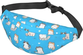 Cute Cat Waist Bag Gifts Men Fanny Pack Adjustable Strap And Headphone Jack Hip Bum Bag
