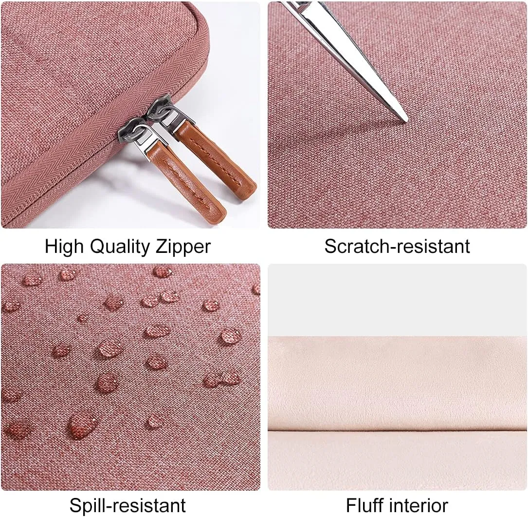 DOMISO 11 Inch Laptop Sleeve Canvas Notebook Portable Carrying Bag Case Handbag for 11.6" MacBook Air / 12.3" Microsoft Surface Pro 4/11.6" Computers, Pink