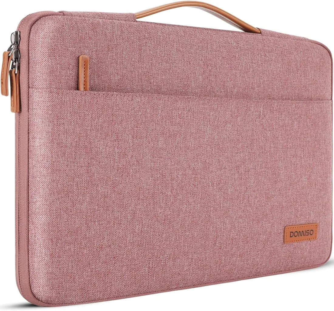 DOMISO 11 Inch Laptop Sleeve Canvas Notebook Portable Carrying Bag Case Handbag for 11.6" MacBook Air / 12.3" Microsoft Surface Pro 4/11.6" Computers, Pink