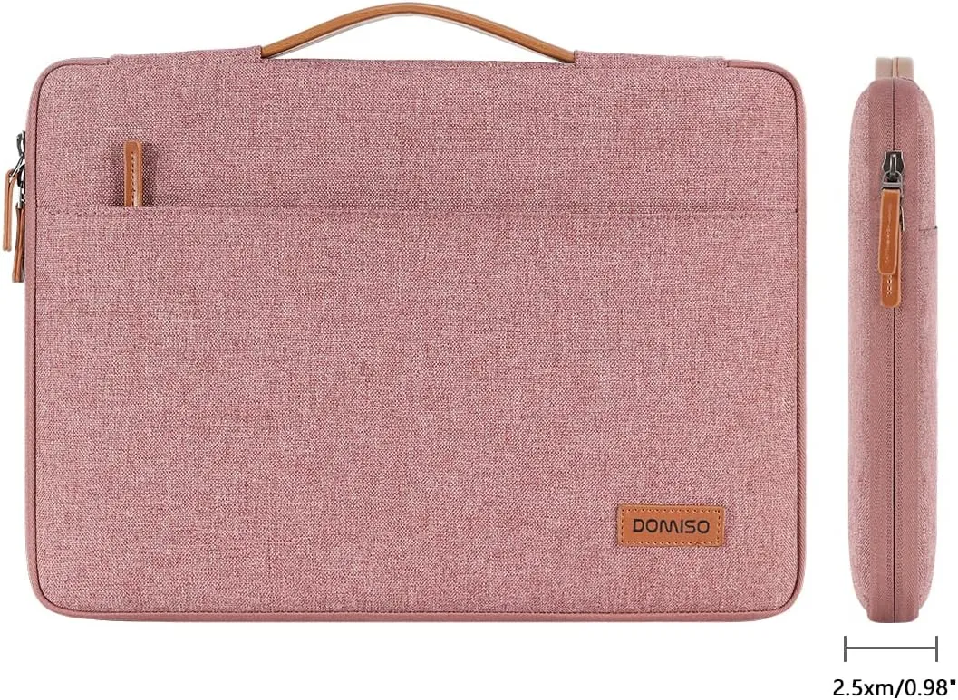 DOMISO 11 Inch Laptop Sleeve Canvas Notebook Portable Carrying Bag Case Handbag for 11.6" MacBook Air / 12.3" Microsoft Surface Pro 4/11.6" Computers, Pink
