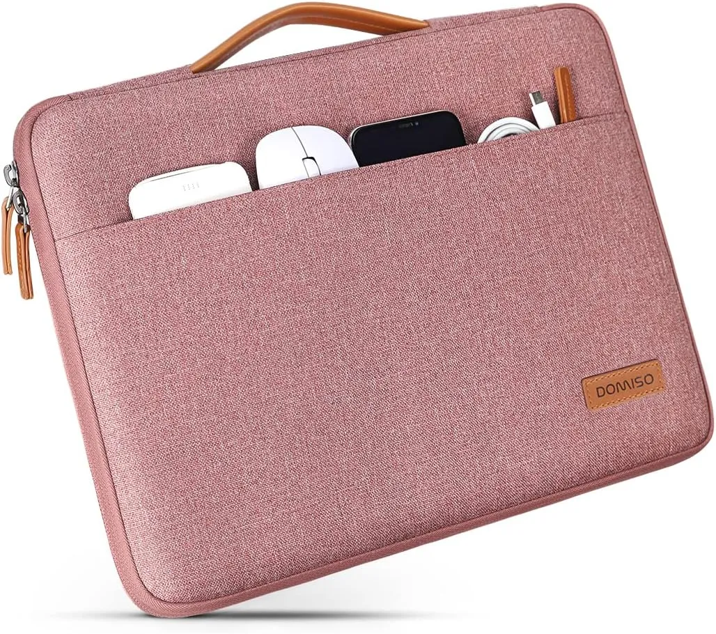 DOMISO 11 Inch Laptop Sleeve Canvas Notebook Portable Carrying Bag Case Handbag for 11.6" MacBook Air / 12.3" Microsoft Surface Pro 4/11.6" Computers, Pink