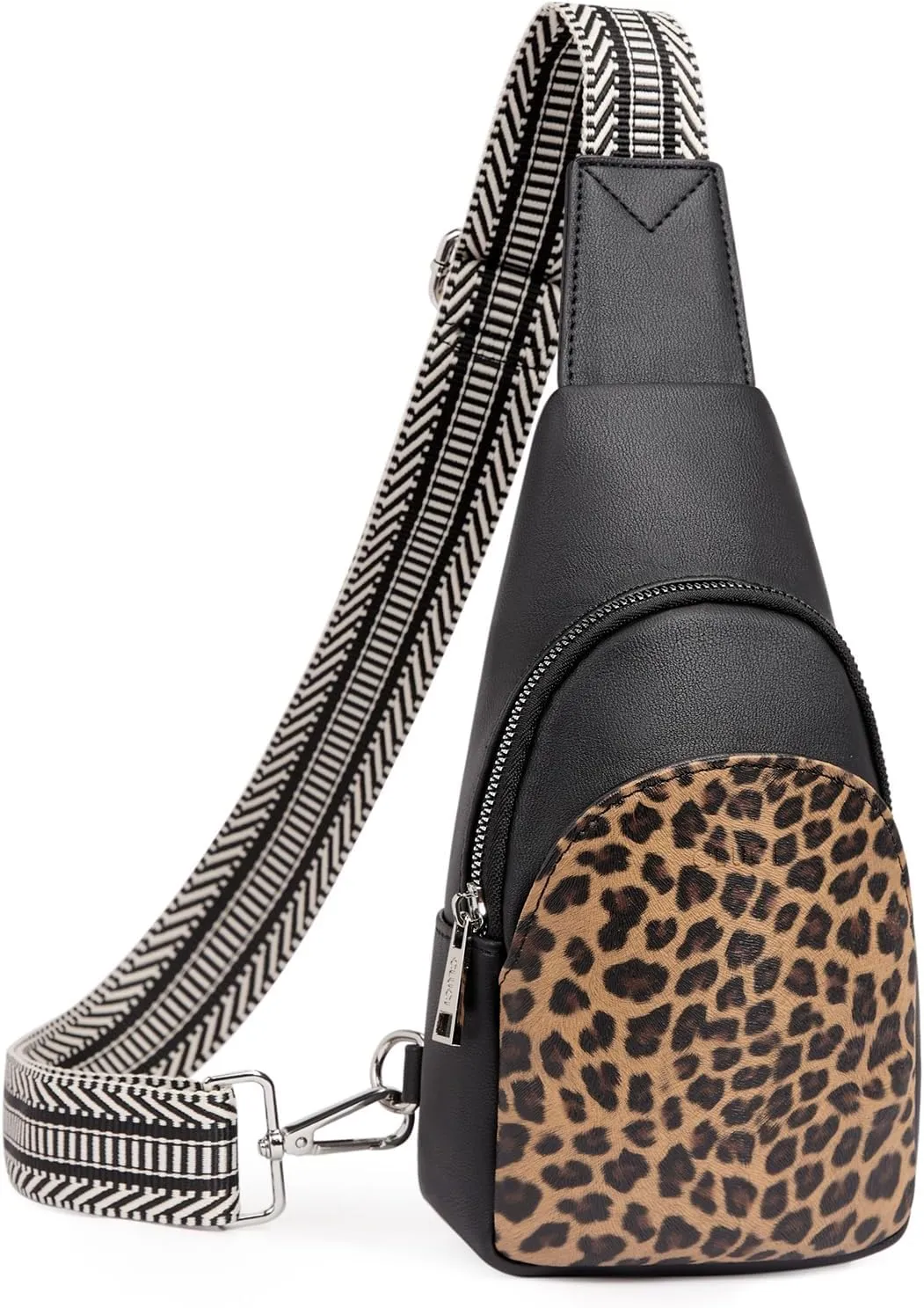 Faux Leather Black/Brown Crossbody Travel Sling Bag
