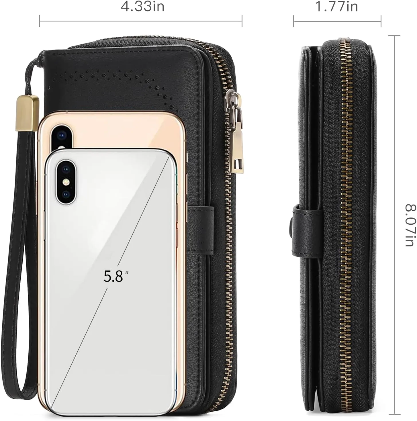 GAEKEAO Leather Credit Card Holder Wallet for Women RFID Blocking Large Capacity Bifold Zipper Card Case Organizer with Wristlet 45 Slots