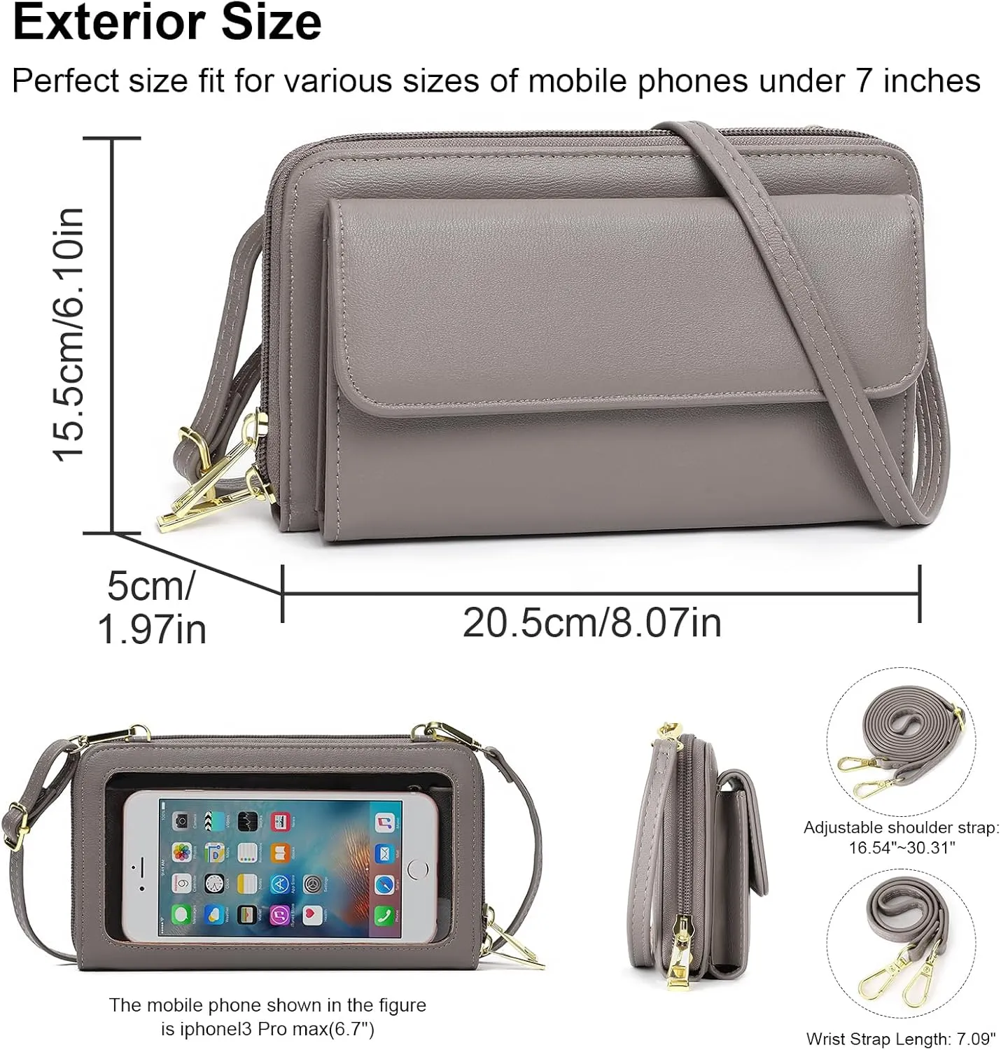 GOIACII Small Crossbody Cell Phone Bag for Women, Mini Shoulder Handbag Purse Wallet with Credit Card Slots