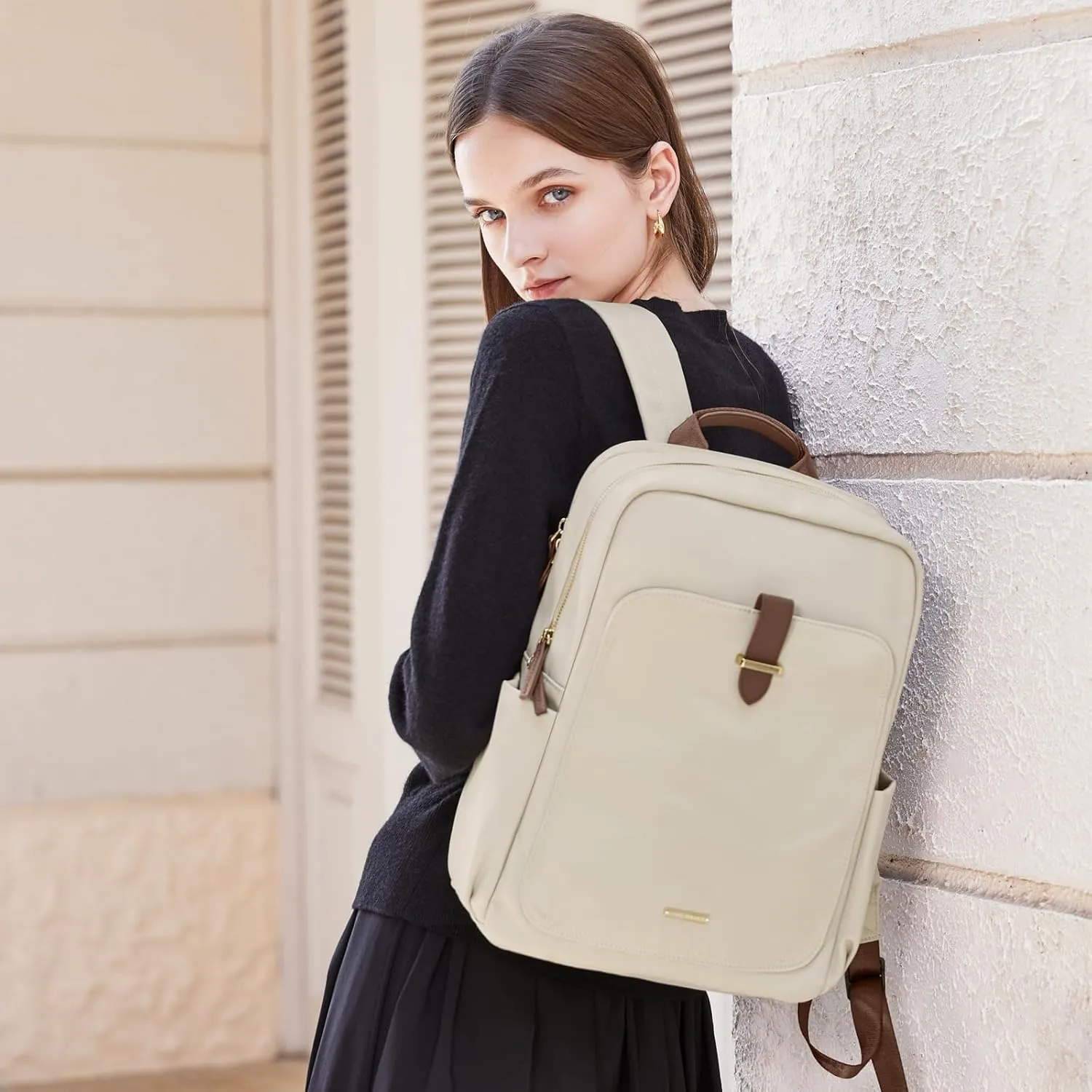 GOLF SUPAGS Laptop Backpack Purse for Women Fits 16 Inch Notebook Casual Daypack Work Travel College Bookbag Fashion Computer Bag (Apricot, 16 Inch)