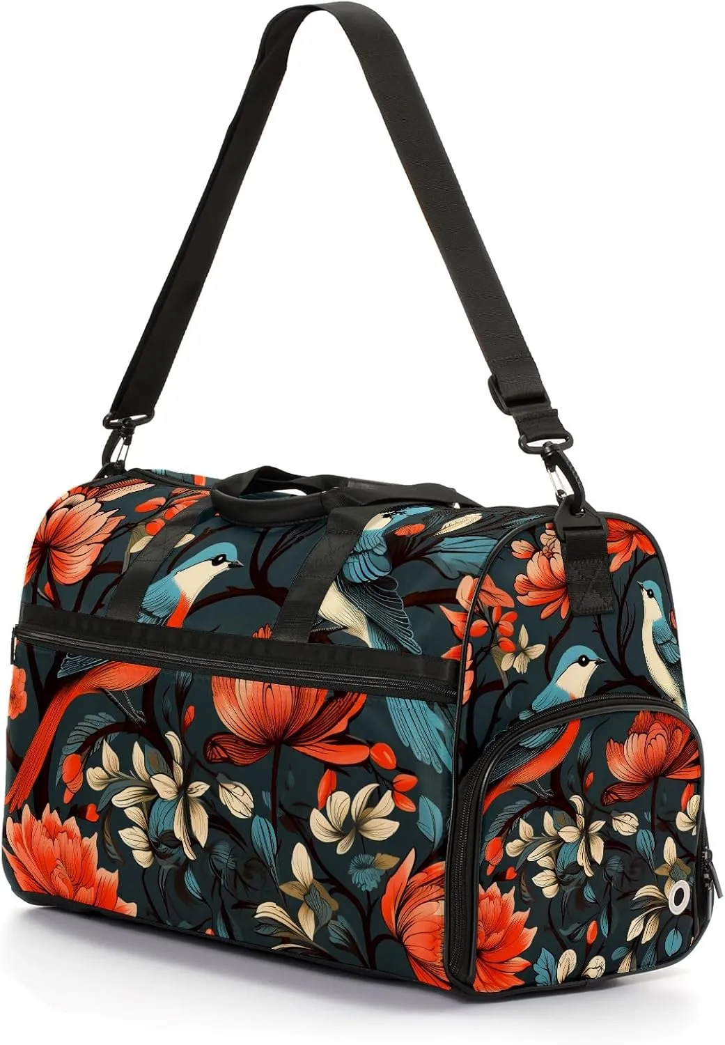 Gym Bag for Women, Carry on Weekender Overnight Bag, Travel Duffel Bags, Personal Item Travel Bag Tote Bag Workout Dance Bag, Chinese Painting Bird - 48