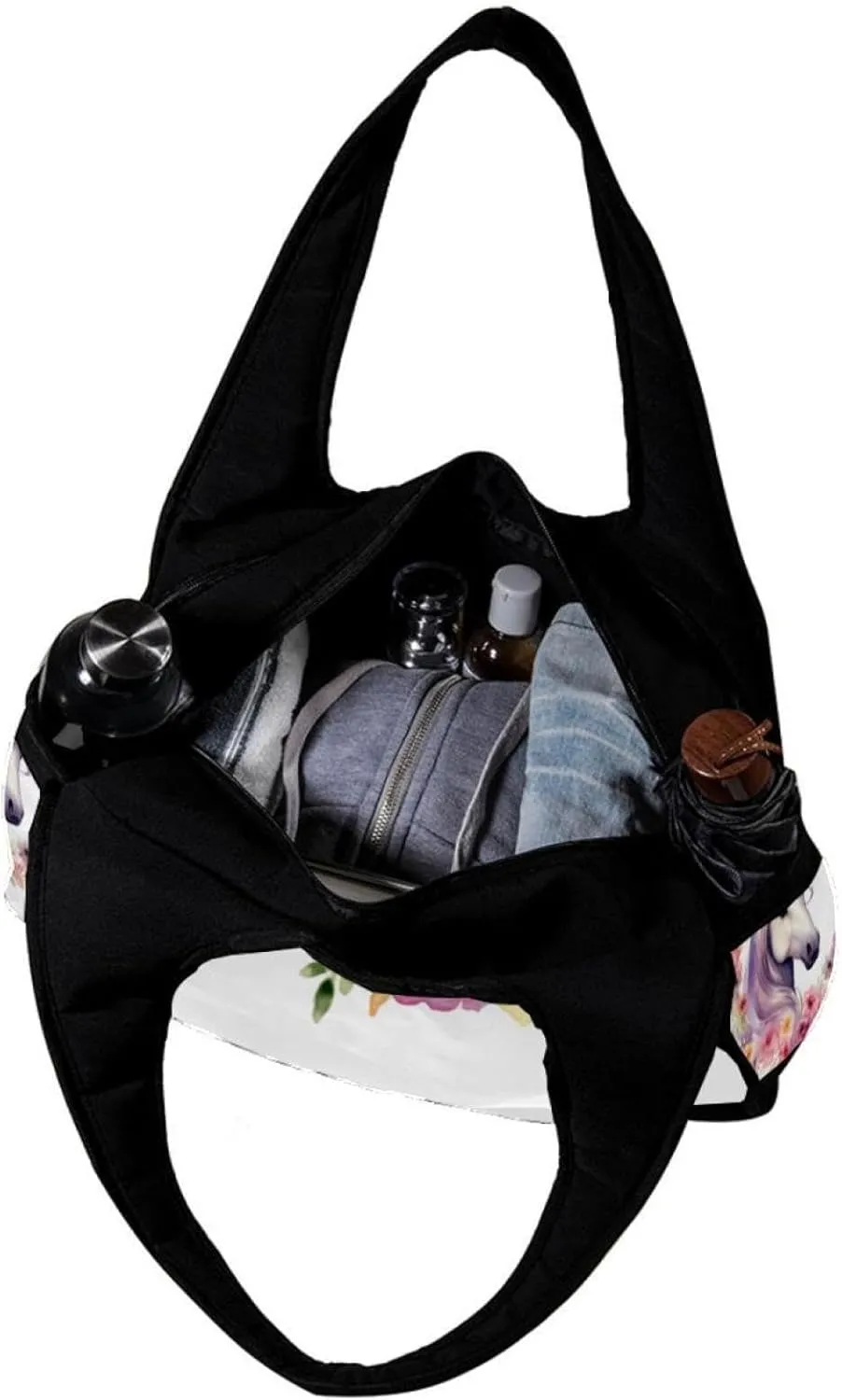 Gym Bag for Women,Small Gym Bag for Men,Unicorn with Floral,Overnight Bag