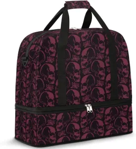 Halloween Spooky Skull Foldable Travel Duffel Bag Tote Carry On Luggage Sports Gym Bag With Shoe Compartment For Woman Man Overnight Weekend Yoga Workout Bag Training Handbag