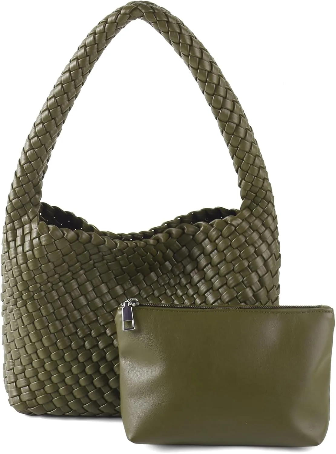 Handmade Woven Tote Bag - Women's Vegan Leather Shoulder Bag With Purses