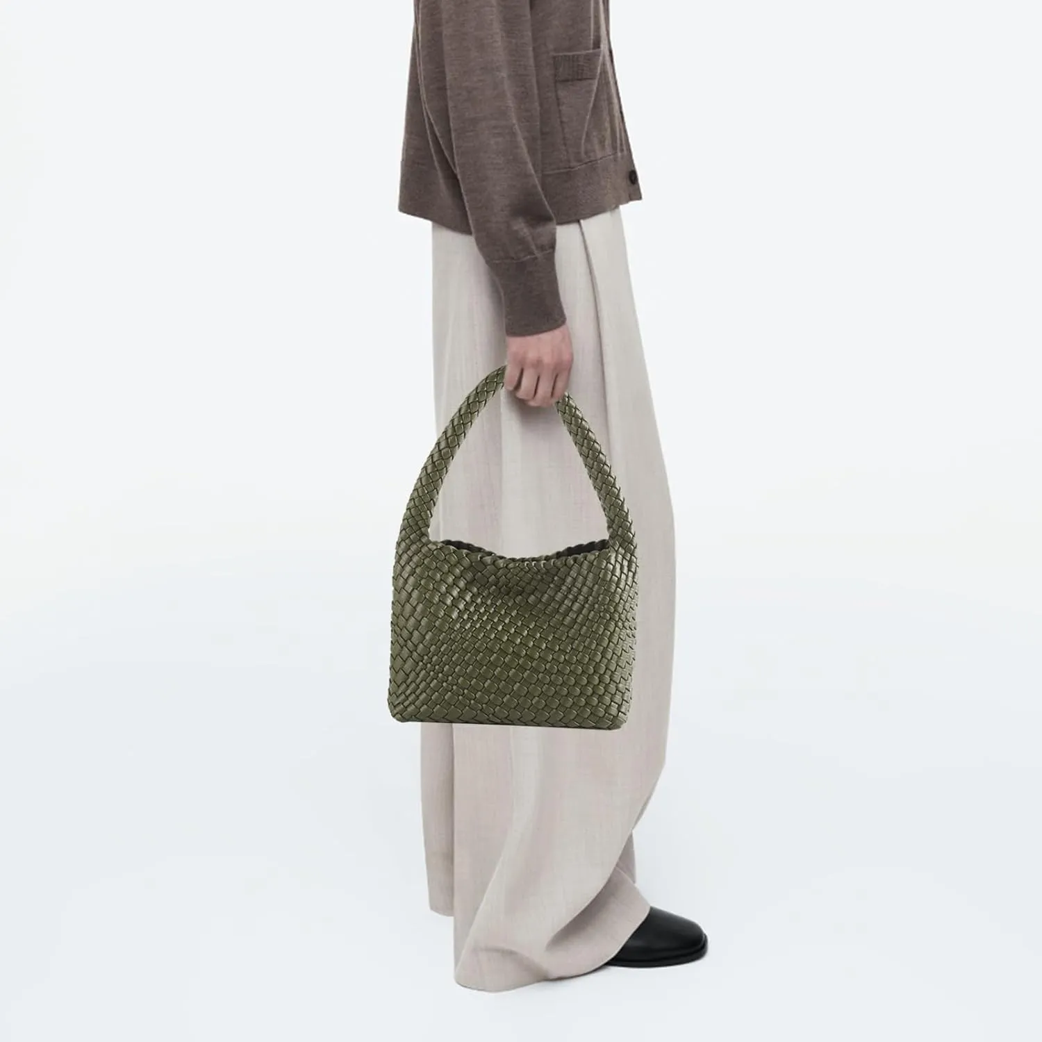 Handmade Woven Tote Bag - Women's Vegan Leather Shoulder Bag With Purses