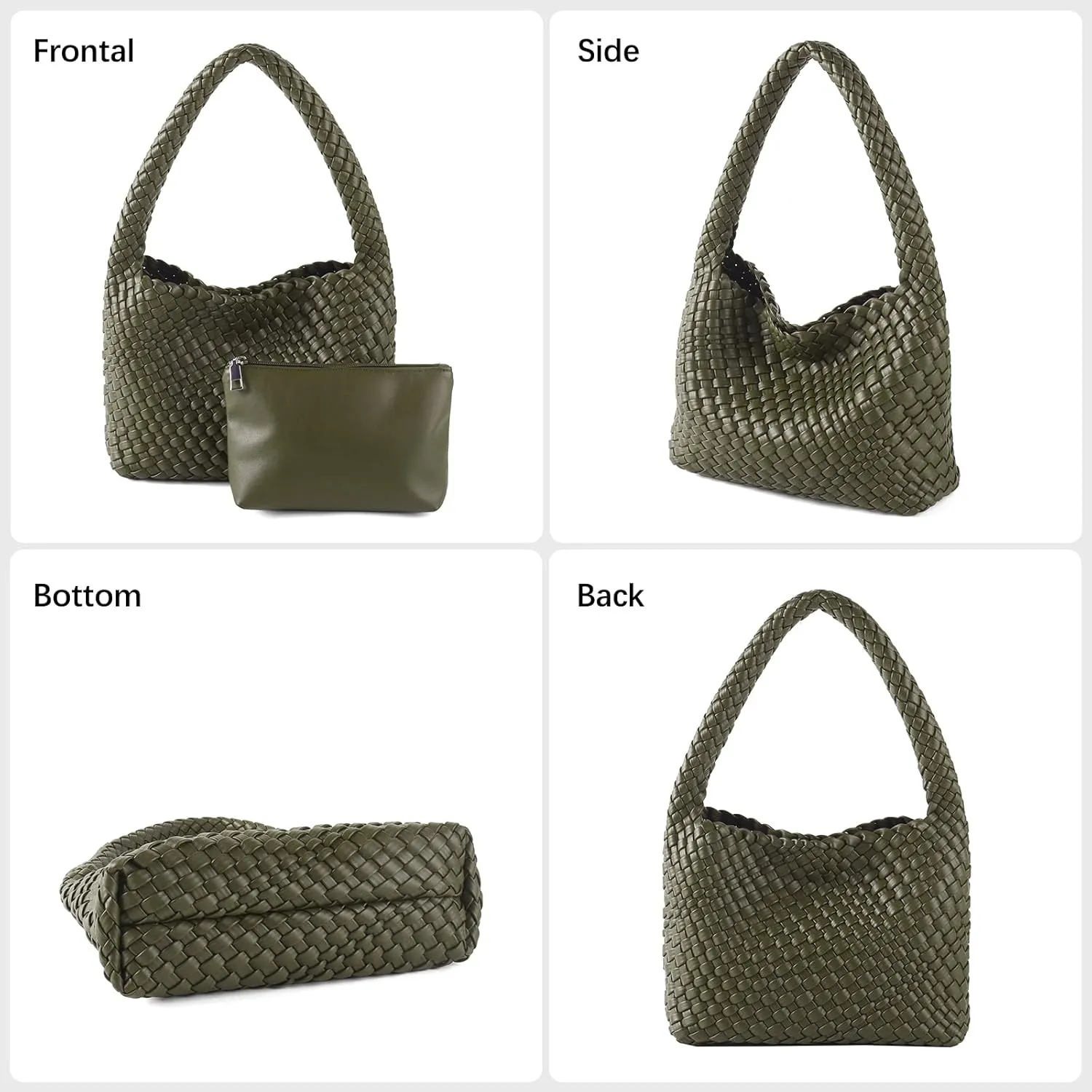 Handmade Woven Tote Bag - Women's Vegan Leather Shoulder Bag With Purses