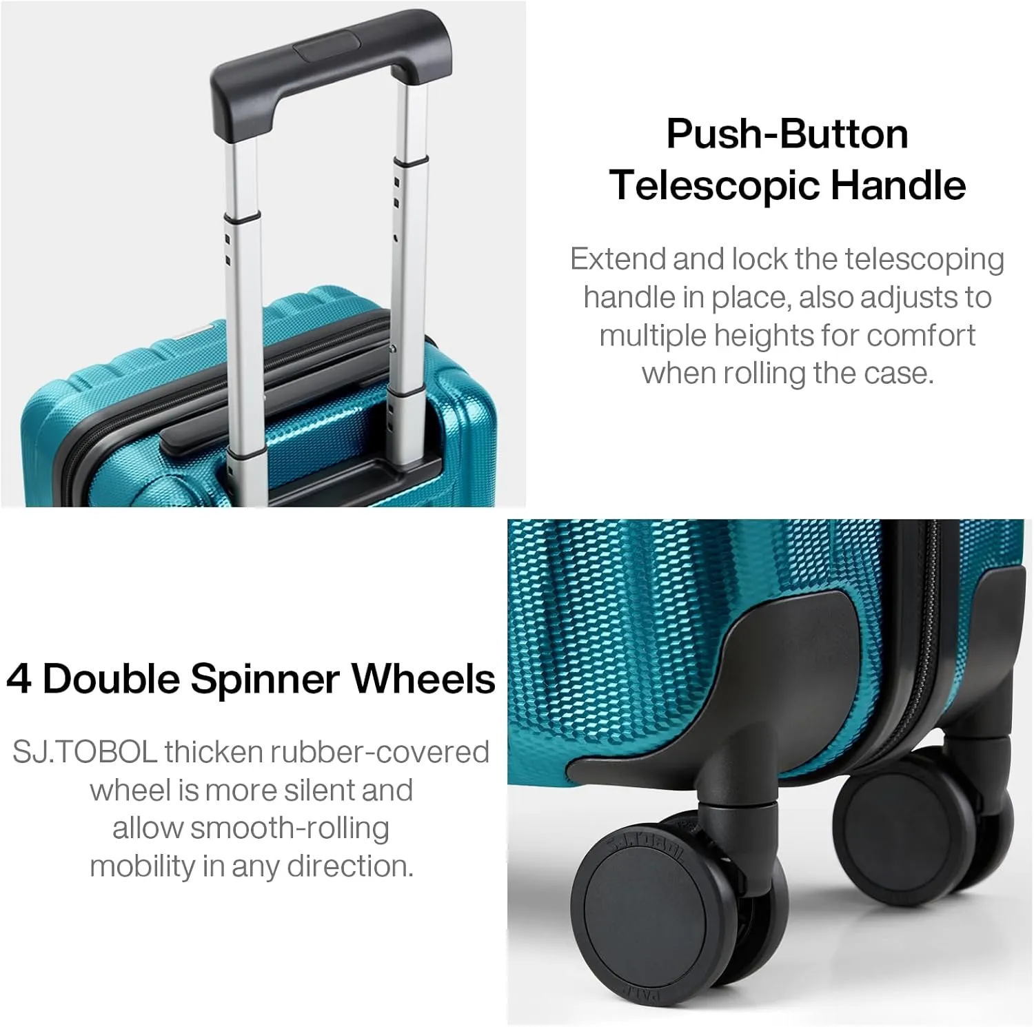 Hanke 14 Inch Underseat Carry On Luggage with Wheels, Lightweight, Waterproof, Travel Approved, Suitcase, Caribbean Blue.