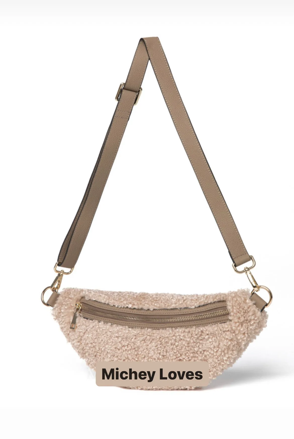 Harley Shearling Teddy Crossbody Sling Bag / Belt Bag | Grey