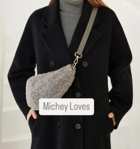Harley Shearling Teddy Crossbody Sling Bag / Belt Bag | Grey