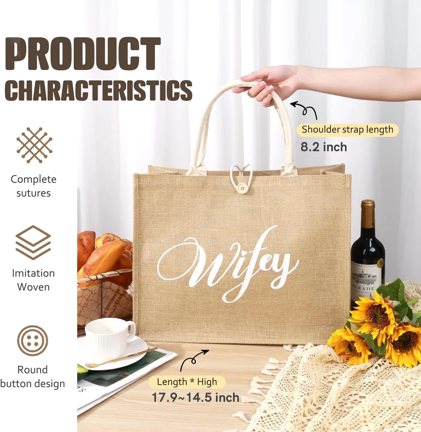 hatisan Large Jute Beach Bag for Women Woven Straw Beach Tote Bag Shoulder Handbags Boho Bag