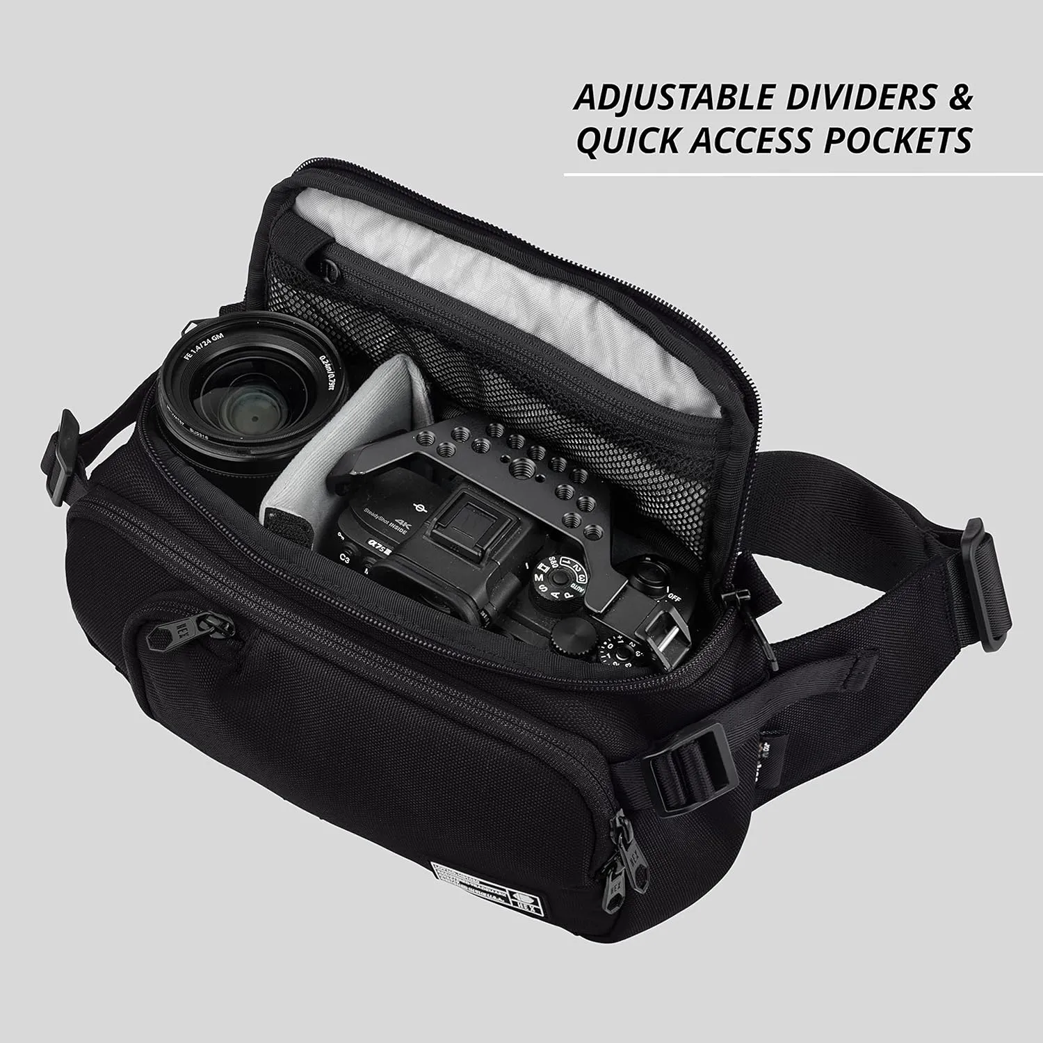 HEX Ranger Camera Mini Sling, Lightweight Water Resistant Mirrorless Camera Sling with YKK Zippers, Interior Dividers, Adjustable Load Straps & More, Glacier Camo