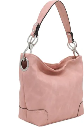 Hobo Shoulder Bag with Big Snap Hook Hardware