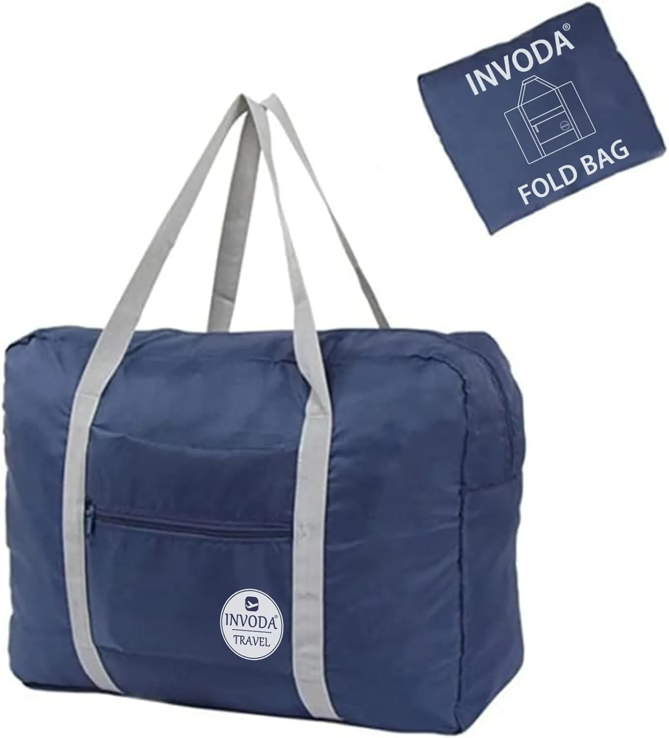 INVODA Travel Duffel Bag for Women Men Foldable Luggage Bags Sports Gym Bag Spirit Airlines Personal Item Carry on Weekender Overnight Bag (Blue)