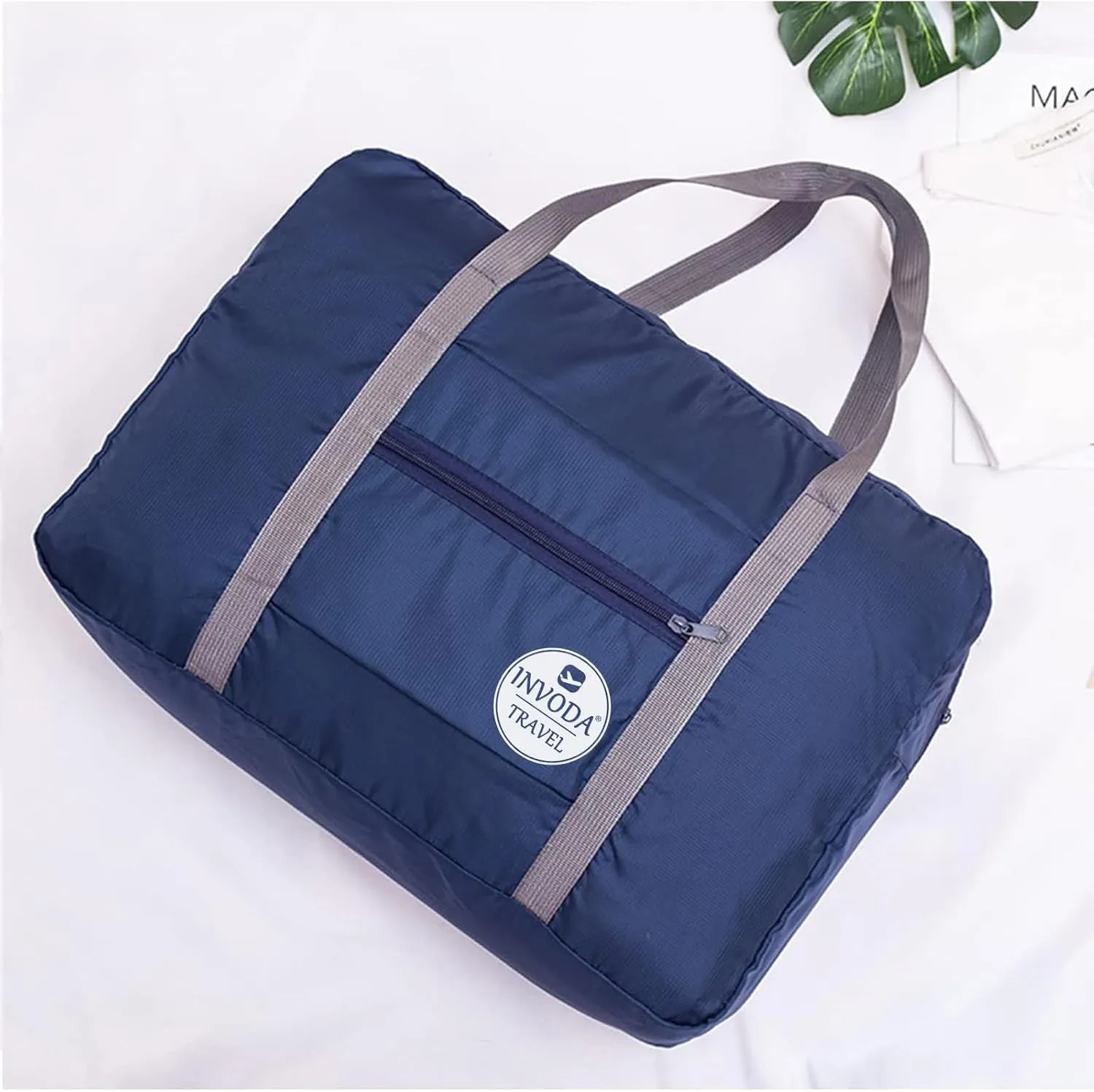 INVODA Travel Duffel Bag for Women Men Foldable Luggage Bags Sports Gym Bag Spirit Airlines Personal Item Carry on Weekender Overnight Bag (Blue)