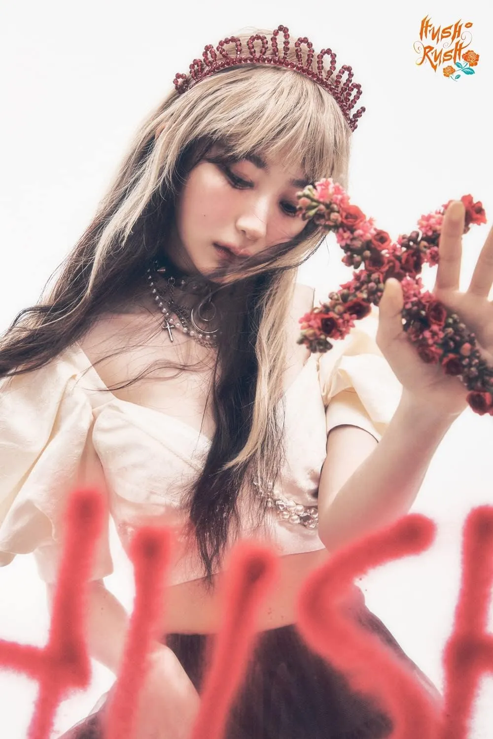 IZ*ONE Lee ChaeYeon Hush Rush 1st Mini Album CD Folding poster on pack PVC bag Photobook Sticker Collection Bag charm Photocard Flyers Tracking (Random)