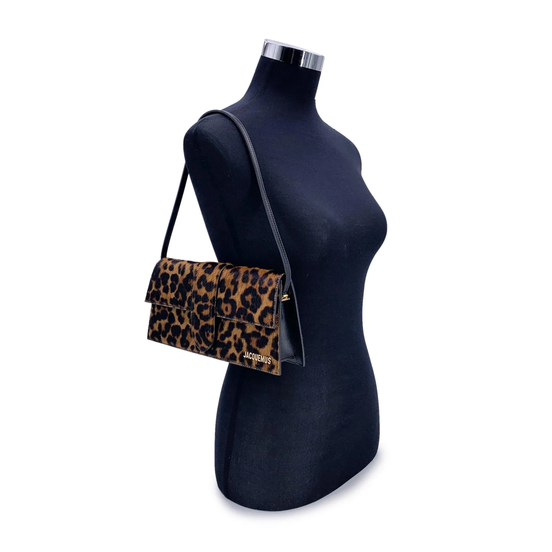 Jacquemus Leopard Brown Le Long Bambino Structured Shoulder Bag