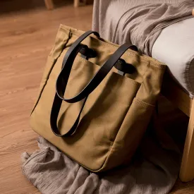 Khaki Canvas&Leather Mens Tote Handbag Messenger Bags Shoulder Tote Bag For Women