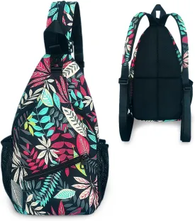 LAIPUTER Red Leaves Sling Bag For Women Men Crossbody Chest Bag Trendy Shoulder Bags Backpack Two-Purpose Bag Casual Daypacks Belt Bag For Travel Hiking