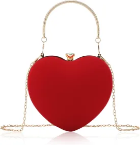 Lanpet Women Heart Shaped Evening Bag Mini Clutch Purse Chain Strap Shoulder Bag Handbag for Wedding Cocktail Party 