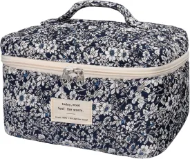 Large Makeup Bag, Cute Cosmetic Bag for Women Girls, Floral Coquette Aesthetic Toiletry Bag, Travel Make Up Organizer Bag (Black Rose Flower)