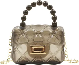 Little Girls Mini Jelly Purse Candy Color Transparent Small Crossbody Bag Cute Princess Handbags with Pearl Handle