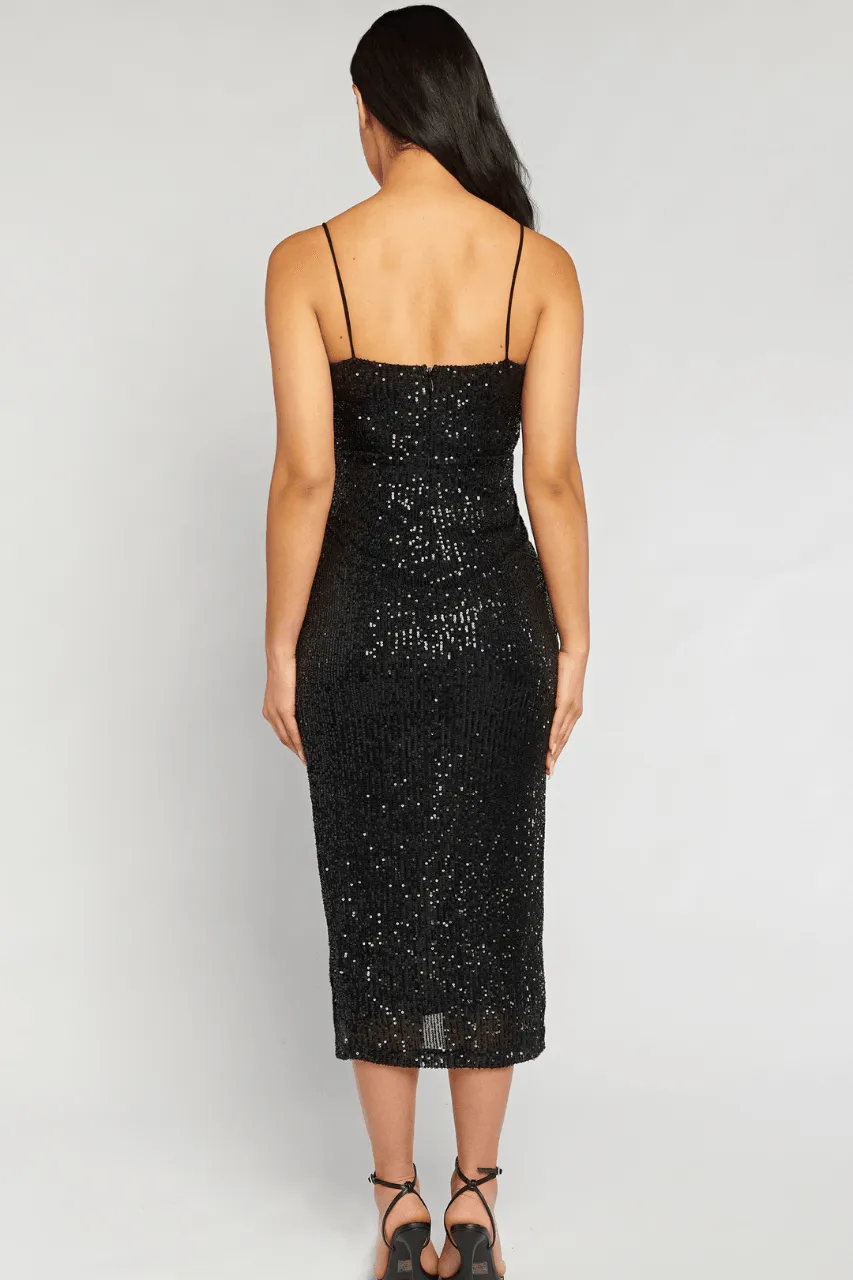 Midnight Dance Midi Sequin Dress - Black