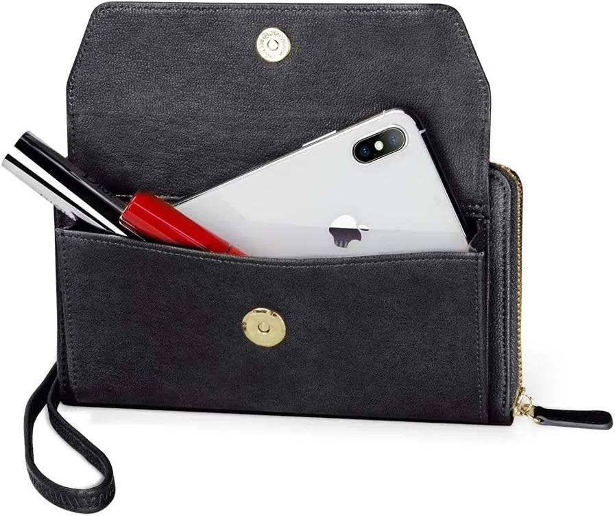 nuoku Womens RFID Wallet Purse Wristlet Crossbody Clutch with Zip Around 2 Strap