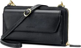 nuoku Womens RFID Wallet Purse Wristlet Crossbody Clutch with Zip Around 2 Strap
