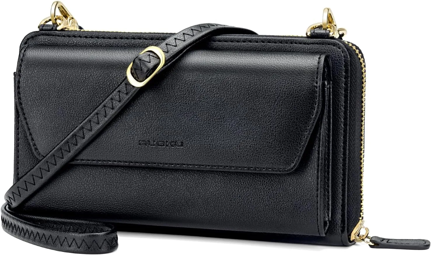 nuoku Womens RFID Wallet Purse Wristlet Crossbody Clutch with Zip Around 2 Strap