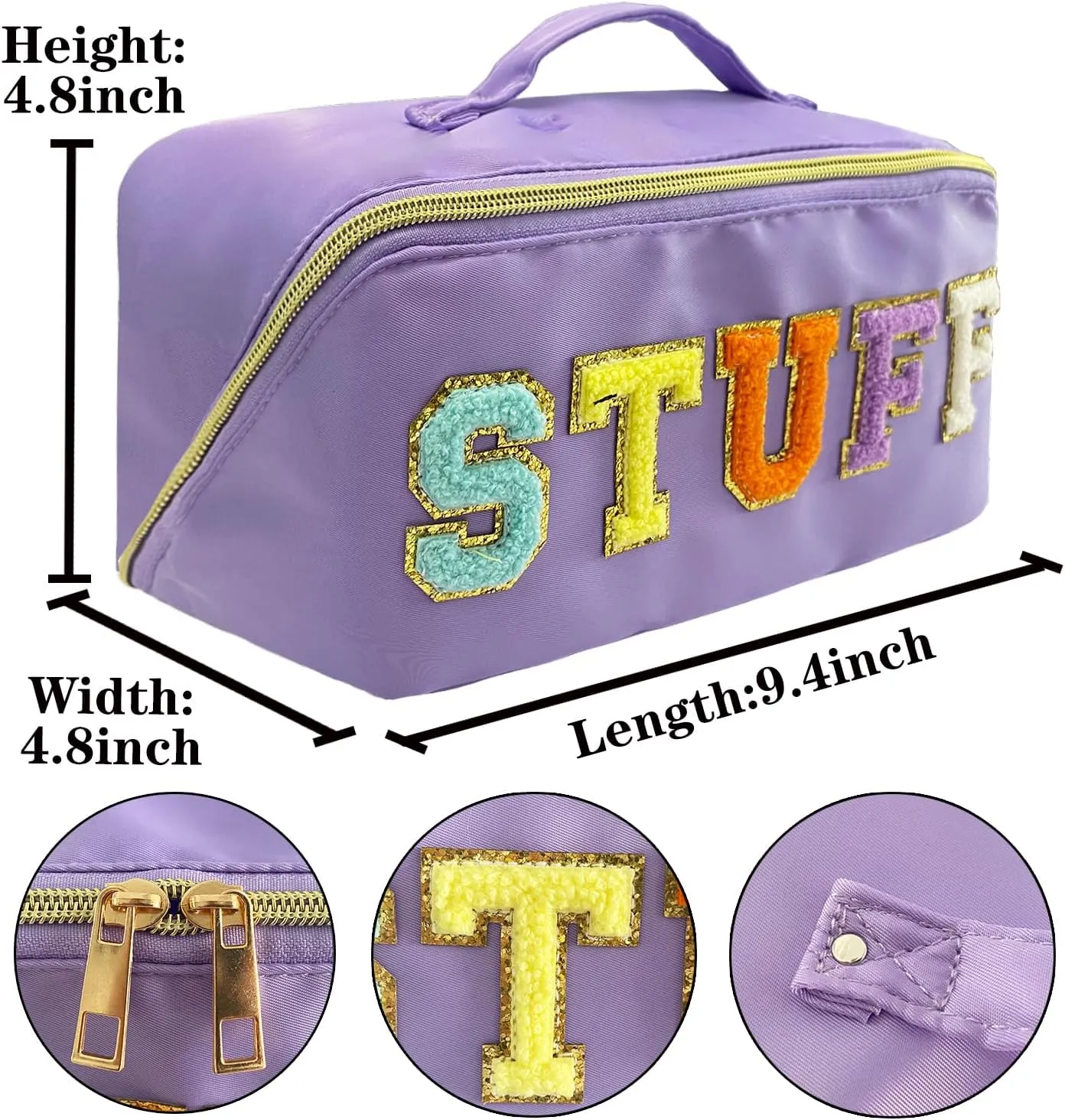 Nylon Makeup Bag Purple Chenille Letter Makeup Bag Preppy Cosmetic Bag Stoney Clover Pouch Chenille Patch Bag Better Belt Bag Cosmetic Bag Varsity Letter Pouch