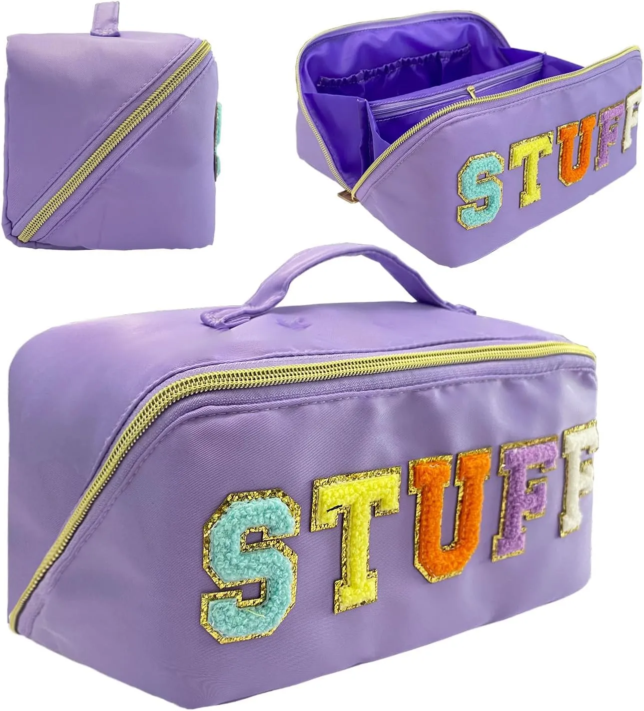 Nylon Makeup Bag Purple Chenille Letter Makeup Bag Preppy Cosmetic Bag Stoney Clover Pouch Chenille Patch Bag Better Belt Bag Cosmetic Bag Varsity Letter Pouch