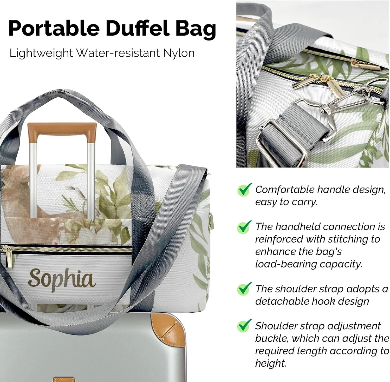 Personalized Duffel Bag Woodland Deer Wild Forest Animal Pack Your Passion: Travel Bags for Sports and Fitness Gear