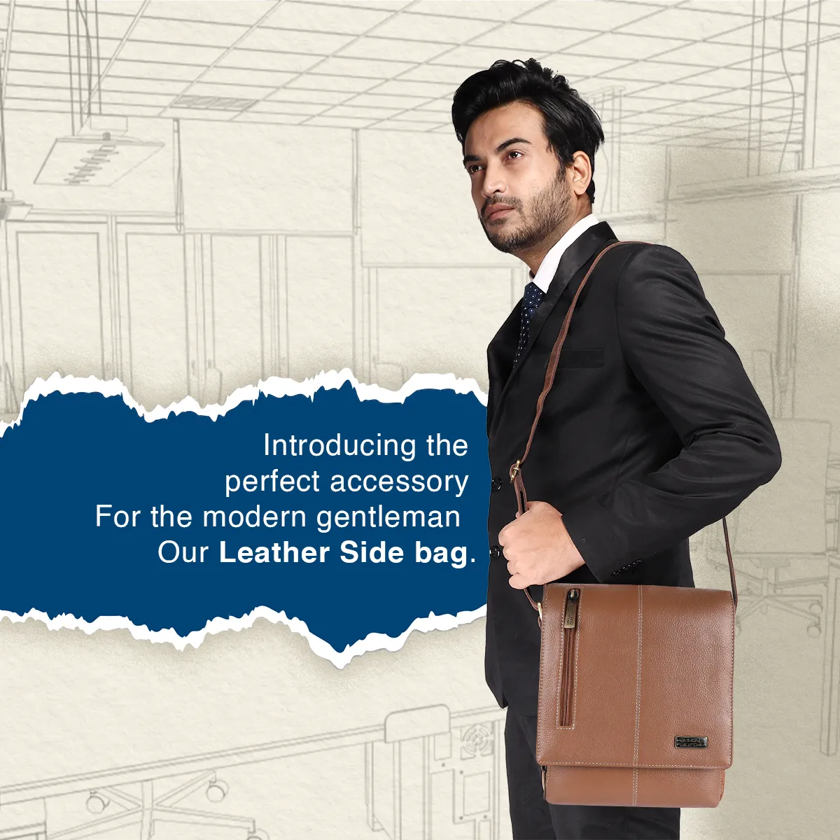 Premium Leather Sling Bag For Men - Adjustable Strap - 1 Year Warranty