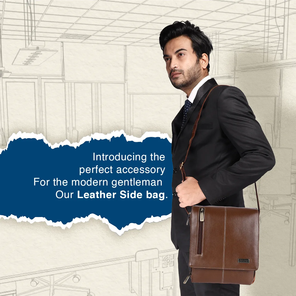 Premium Leather Sling Bag For Men - Adjustable Strap - 1 Year Warranty