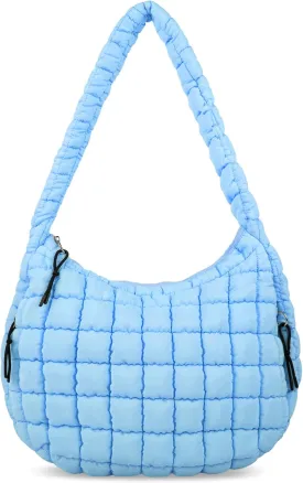 Quilted Puffer Tote Bag for Women - Large Crossbody Bag, Lightweight Nylon Puffy Carryall Hobo Puff Shoulder Bag