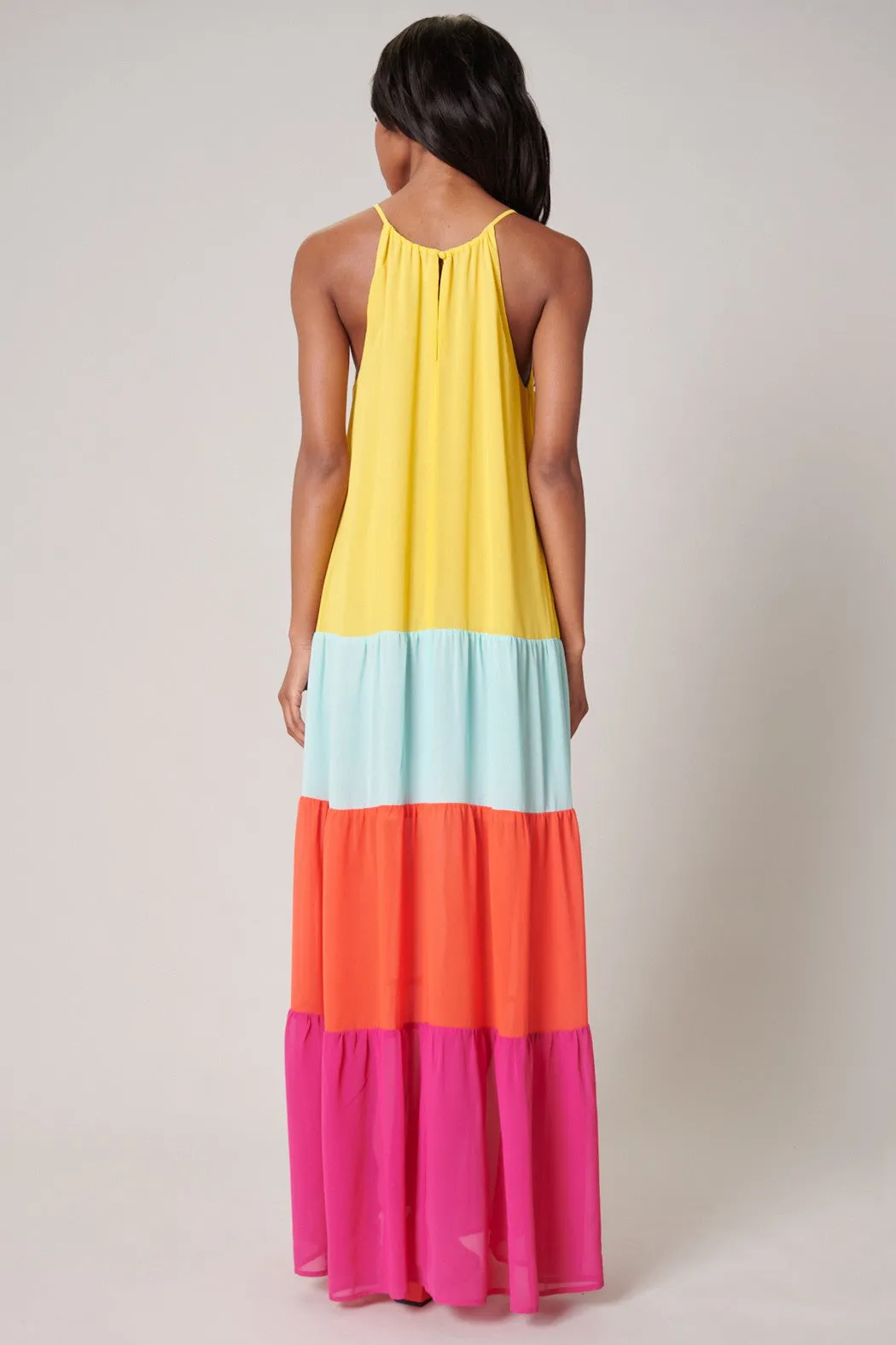 Rainbow Rays Bright Colorblock Maxi Dress
