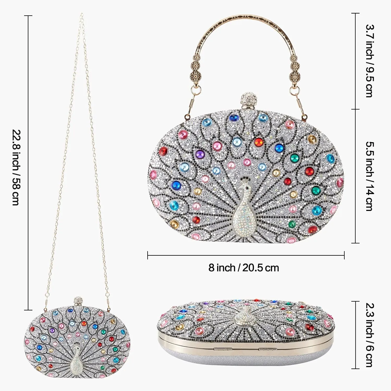 Rhinestone Evening Clutch Purses for Women Evening Weddings,Party Purses Crystal Diamond Glitter Sparkly Handbag