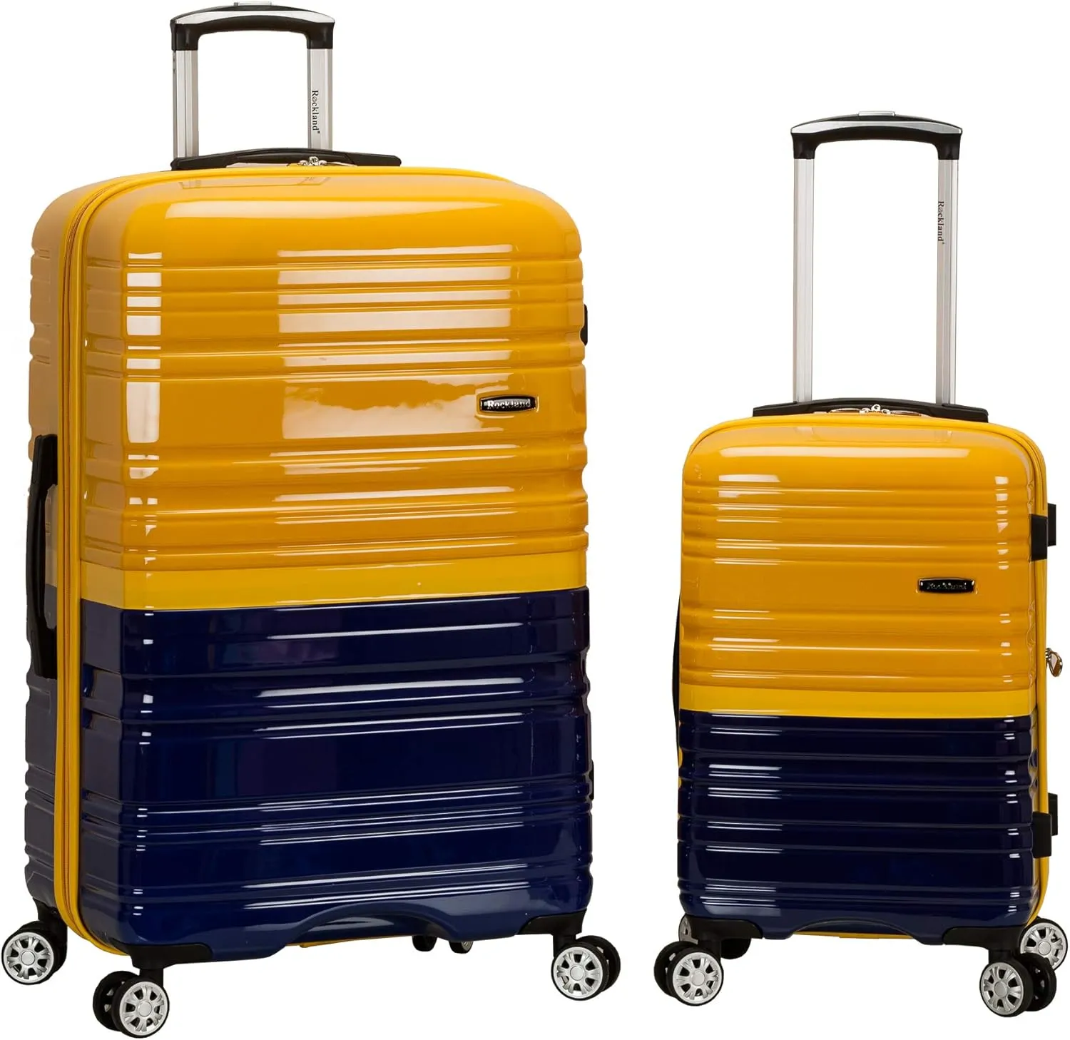 Rockland Melbourne Hardside Expandable Luggage with Spinner Wheels, 2TONENAVY, 2 Piece (20/28)