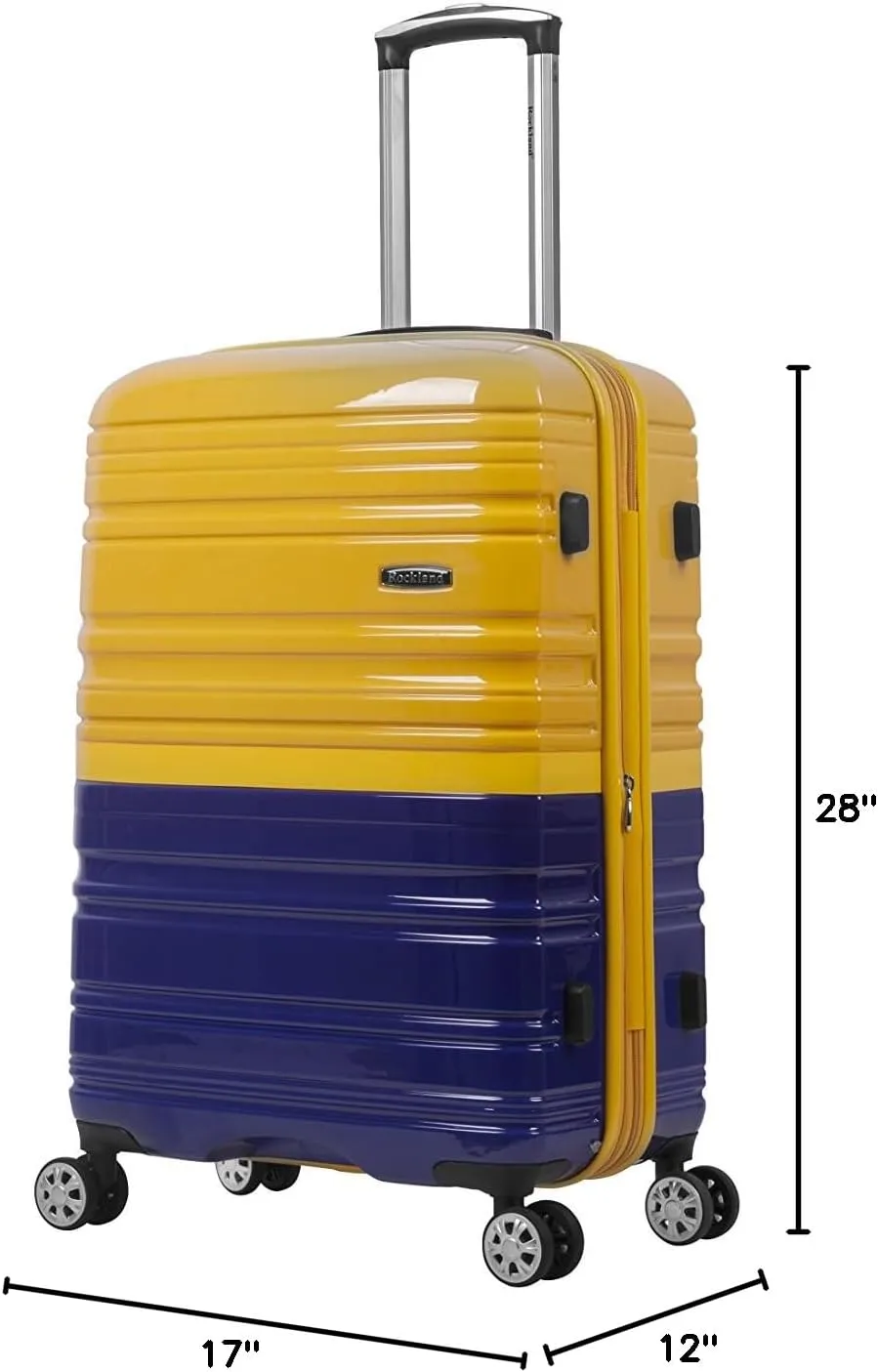 Rockland Melbourne Hardside Expandable Luggage with Spinner Wheels, 2TONENAVY, 2 Piece (20/28)