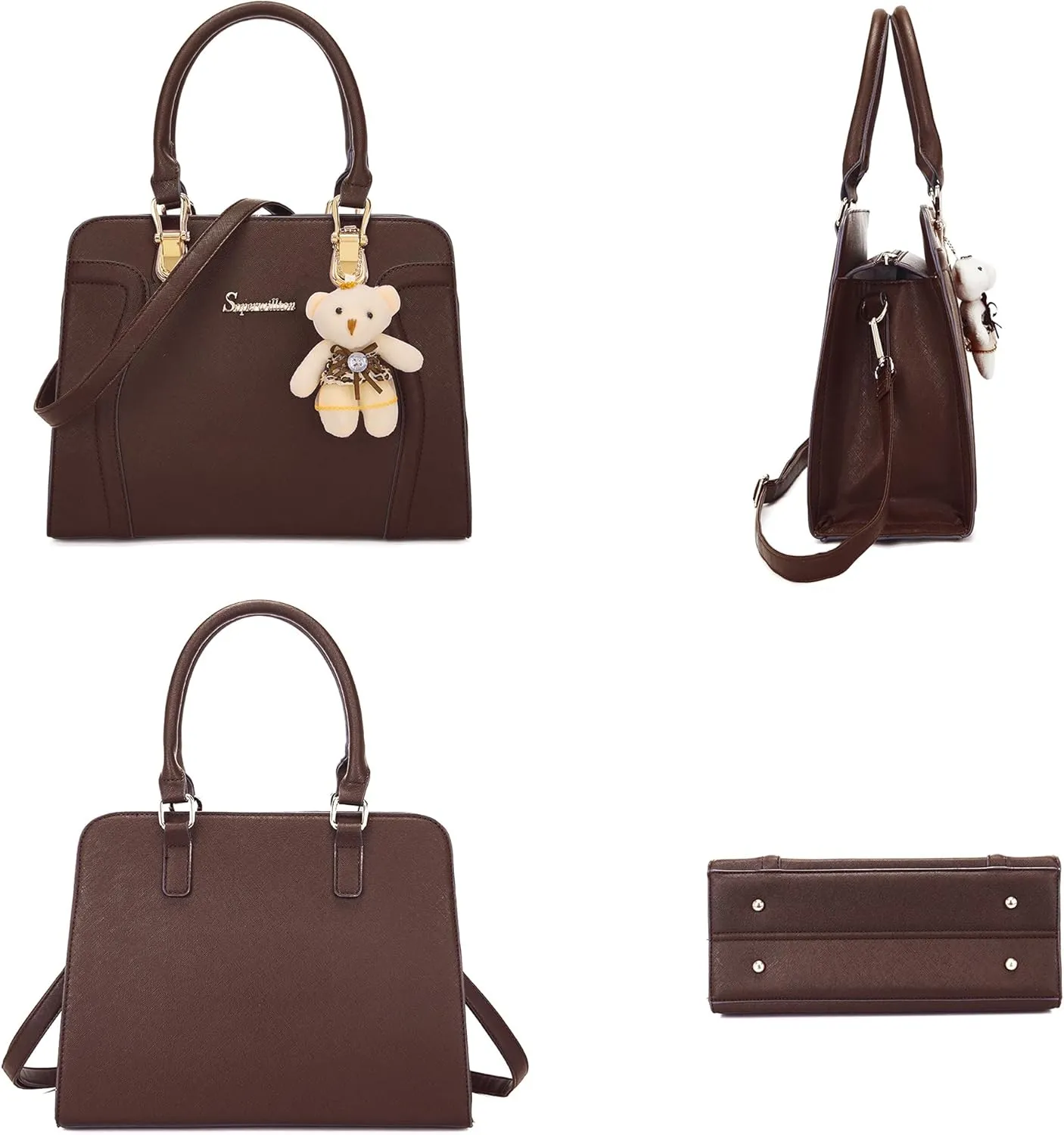 Soperwillton Purses for Women Crossbody Shoulder Handbags Top Handle Satchel Tote Bag Wallet Set 3pcs