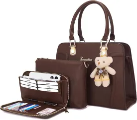 Soperwillton Purses for Women Crossbody Shoulder Handbags Top Handle Satchel Tote Bag Wallet Set 3pcs